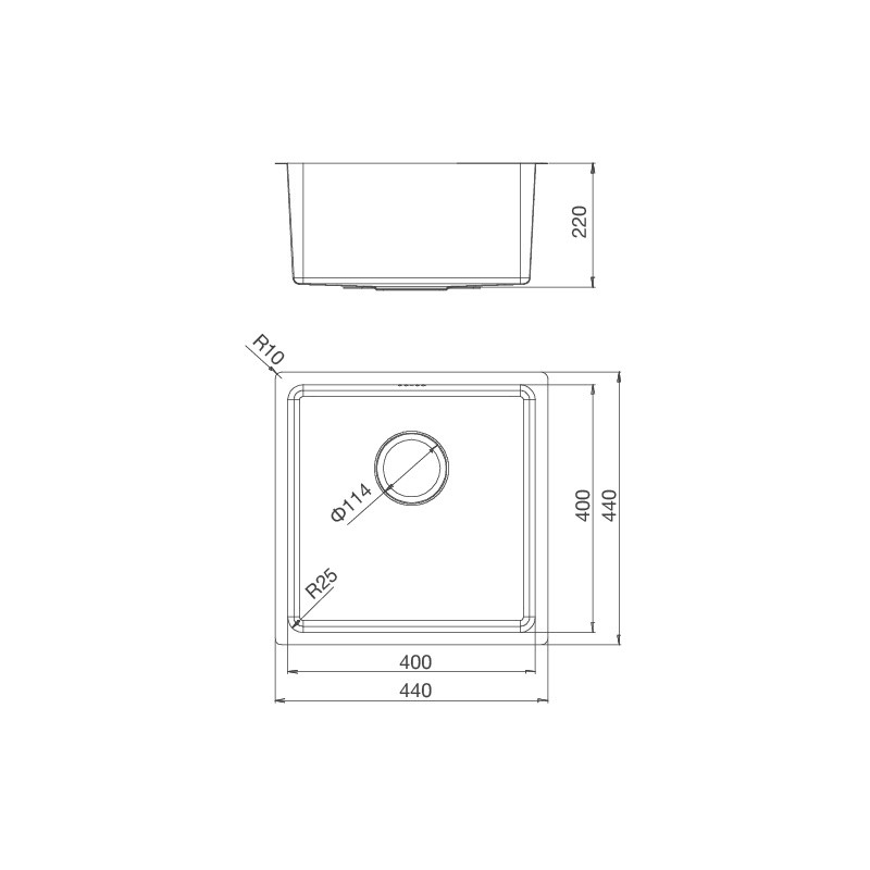 Chậu rửa chén inox Malloca MS 6044 - Chậu đơn - Lắp âm - Hàng Chính Hãng