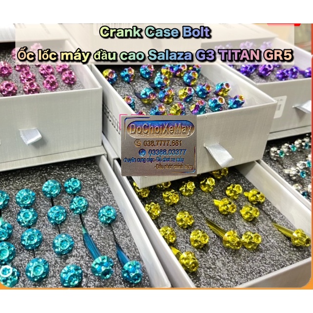 Ốc lốc Máy đầu cao G3 Salaza Titan Gr5 Cao Cấp cho xe Sh 2016 , Vario , Click , AB . DoChoiXeMay