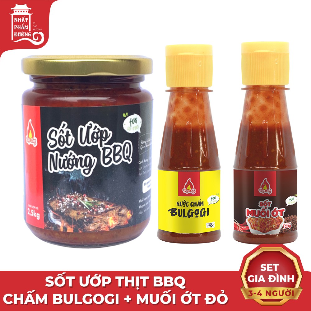 Combo sốt ướp thịt nướng BBQ 250g kèm 2 chai nước chấm Nhật Bulgogi + muối ớt đỏ 120g