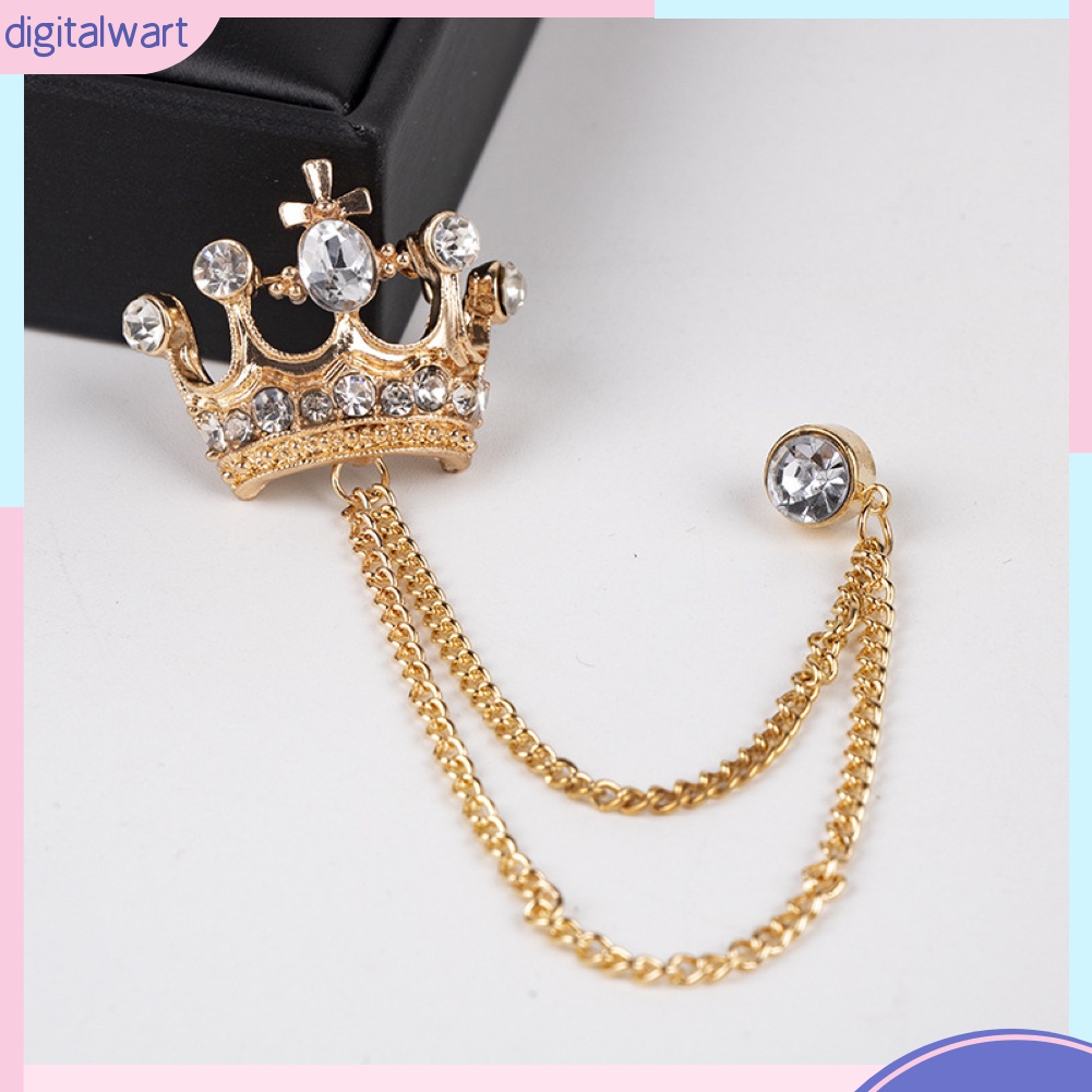 Ghim Cài Áo Hình Vương Miện Phối Dây Xích Tua Rua Phong Cách Cổ Điển Thời Trang Cho Nam Và Nữ