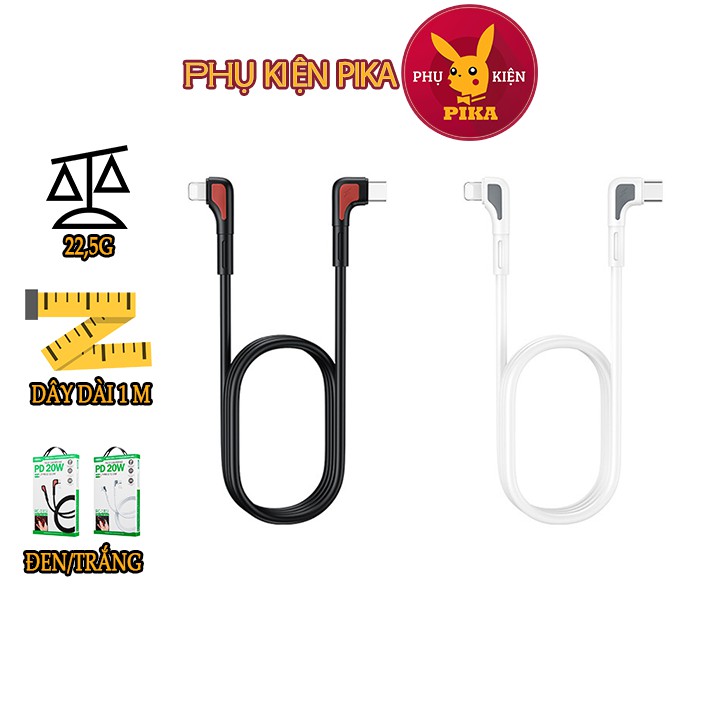 Cáp sạc nhanh Gaming 2 đầu chữ L Remax RC-181i Zenax Series chuẩn PD max 20W Type C ra Lightning