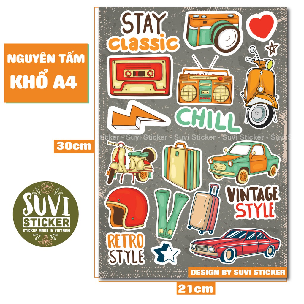 Single Sticker - Hình dán Vintage chống nước sticker dán laptop, điện thoại, đàn guitar, mũ bảo hiểm, vali. SG01