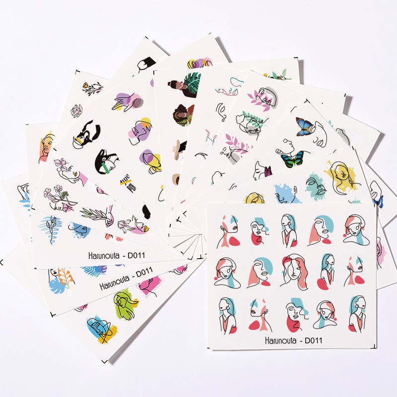 1 Tờ Sticker Dán Móng Tay Hình Rắn Và Mặt Trang Trí Nghệ Thuật