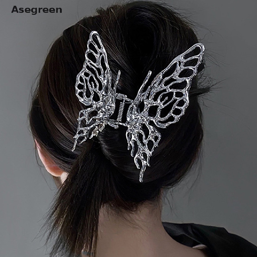 [Asegreen] Kẹp Tóc Bướm / Hoa Hồng Hình Học Màu Bạc Sáng