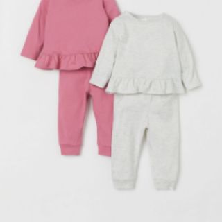 set 2 bộ cotton mỏng dài tay HM cho bé gái