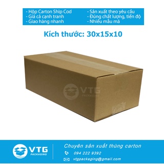 30x15x10 Combo 100 hộp carton, thùng giấy cod gói hàng, hộp bìa carton đóng hàng giá rẻ