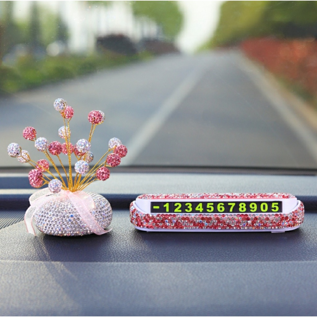 Sét Cây tài lộc trang trí taplo xe,mix Bảng Số Điện Thoại trang trí siêu xinh