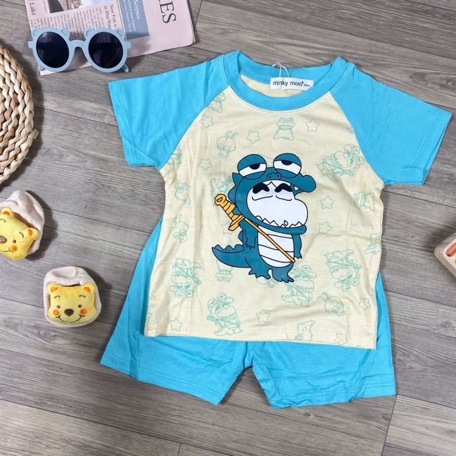 Bộ Thun Lạnh Cộc Tay Cho Bé Trai Bé Gái 8-19kg -TN-IN88 In Động Vật Dễ Thương Chất Vải Thoáng Mát