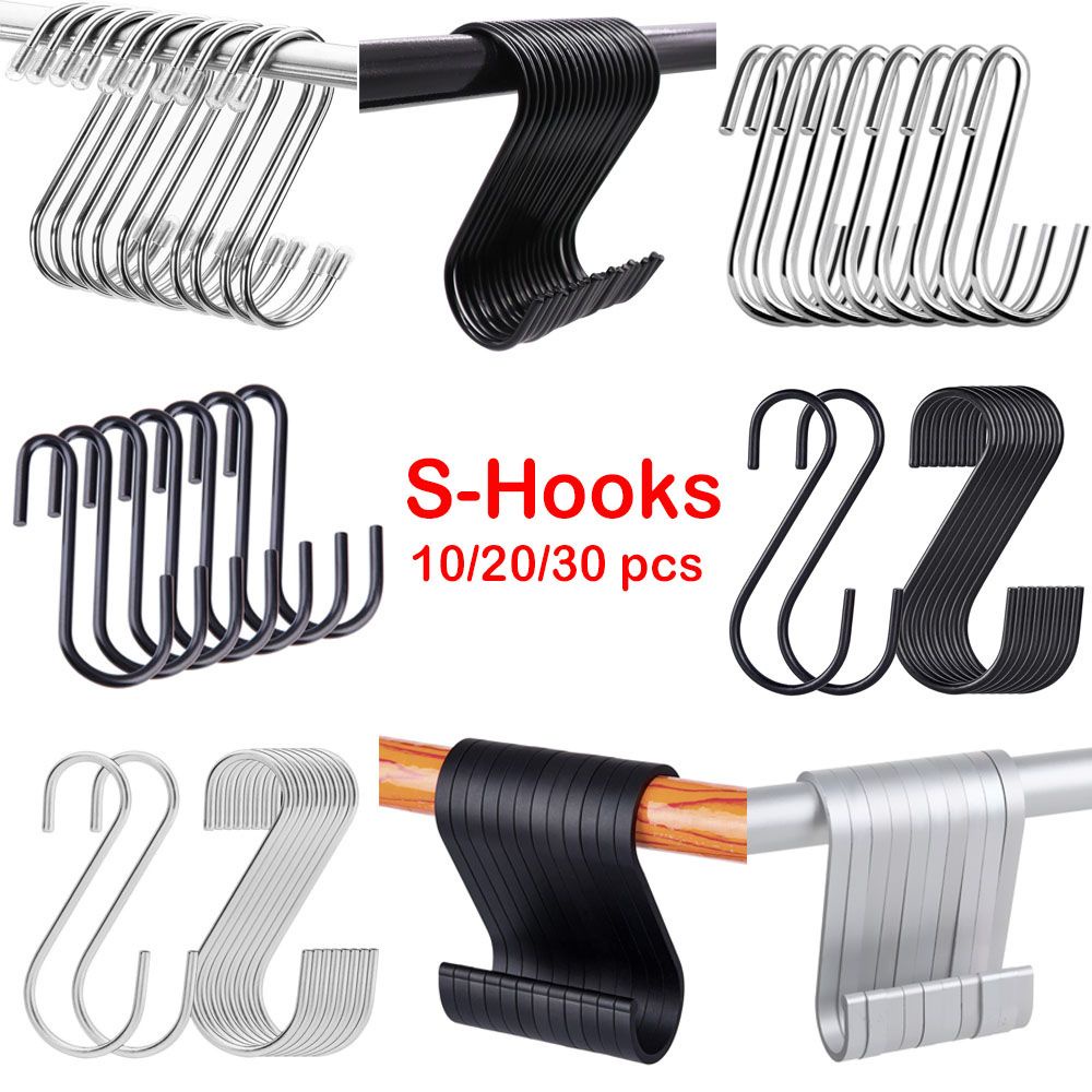 Set 10 móc treo hình chữ s bằng thép không gỉ đa màu sắc siêu bền tiện dụng cho nhà bếp nhà tắm