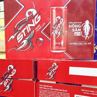 Thùng 24 lon nước tăng lực Sting hương dâu 330ml