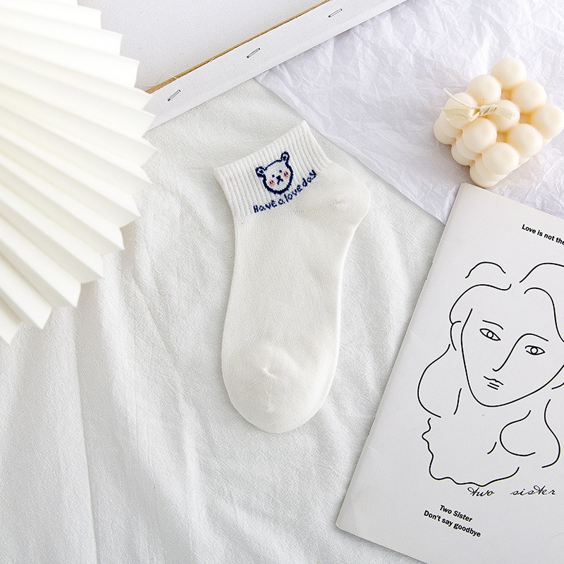 Tất nam nữ cổ ngắn họa tiết dễ thương chất liệu cotton Ulzzang thoáng mát phong cách Nhật Bản - T052