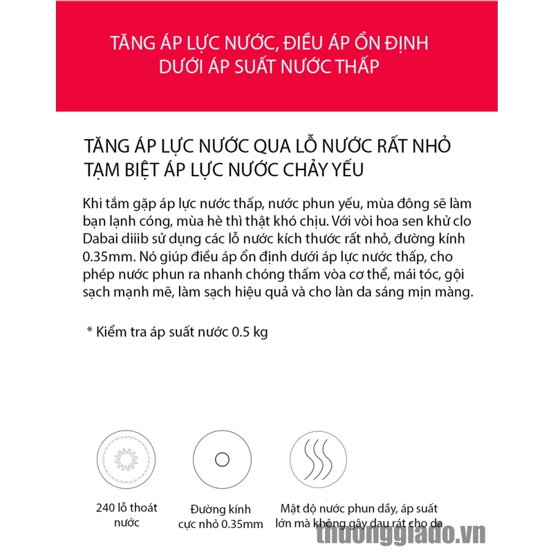 Vòi hoa sen tăng áp lọc nước xiaomi diiib, khử clo, 3 chức năng sử dụng DXHS004