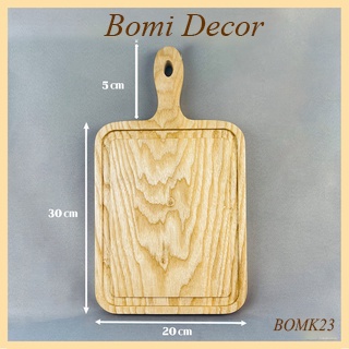 Thớt gỗ decor BOMI - Thớt gỗ hình chữ nhật gỗ tần bì có tay cầm siêu xinh BOMK23