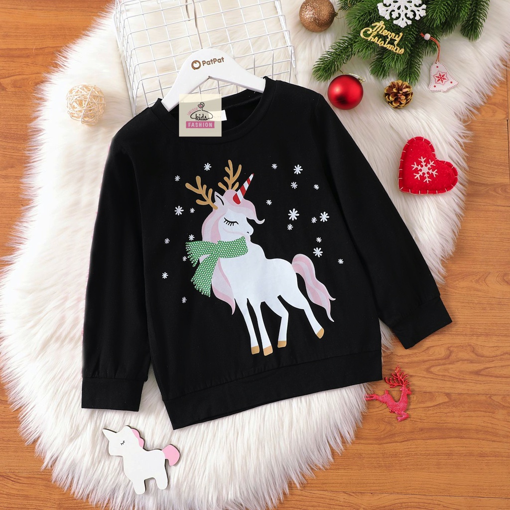 Áo Nỉ ấm mùa đông cho bé - Áo Thu đông dài tay cho bé Cotton Da cá cao cấp mẫu Noel Giáng Sinh Khủng Long và Unicorn đẹp