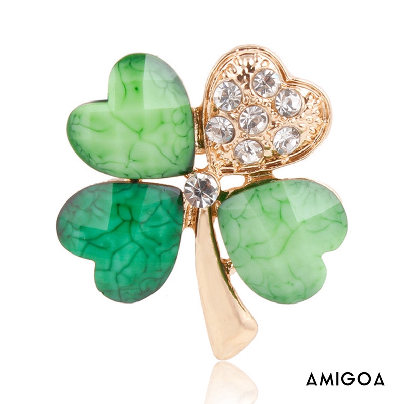 【Amigoa】Premium Pin Trâm Cỏ ba lá ngọt ngào Thiết kế Trâm kiểu Hàn Quốc
