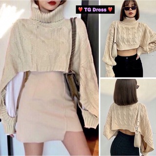 [VIDEO-ẢNH THẬT] Áo len croptop cổ lọ tay phồng