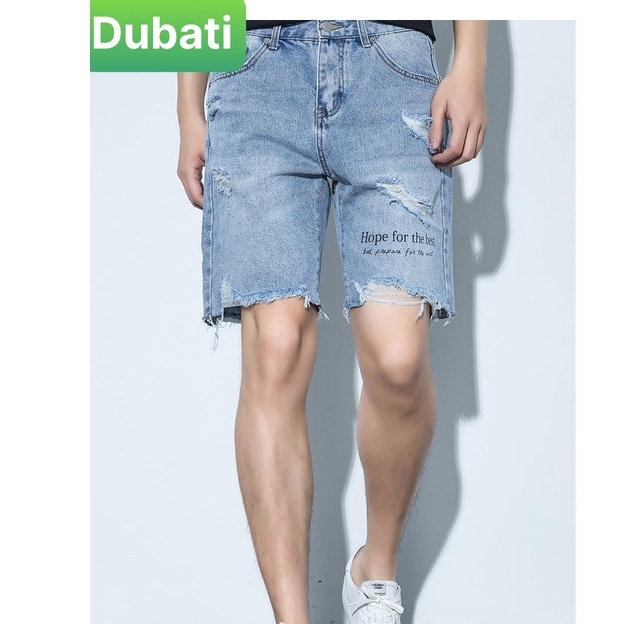 QUẦN SHORT SỌT JEAN NAM, QUẦN JEAN LỬNG CHẤT BÒ XANH CHỮ THÊU SÀNH ĐIỆU HOT TREND- DB 2009- DUBATI FASHION