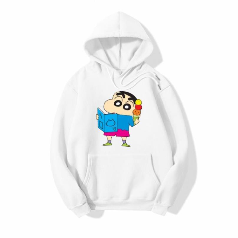 🎁HOT💥 Áo nỉ Hoodie thu đông cậu bé bút chì Shin hoạt hình form suông rộng có mũ unisex, chất nỉ bông siêu ấm