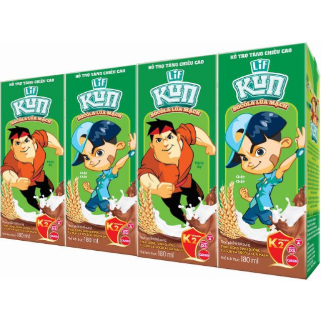 1 Lốc Sữa Lif Kun Hộp 110ml - 180ml Hương Vị Socola Thơm Ngon