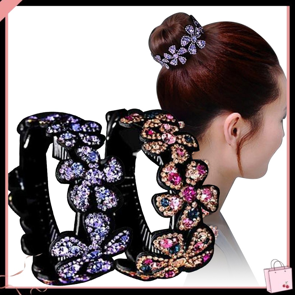 Kẹp Tóc Dạng Xoắn Đính Đá Hình Hoa Thời Trang Cho Nữ
