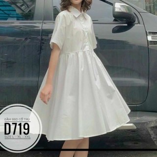 Đầm babydoll big size cổ trụ từ 60kg-90kg