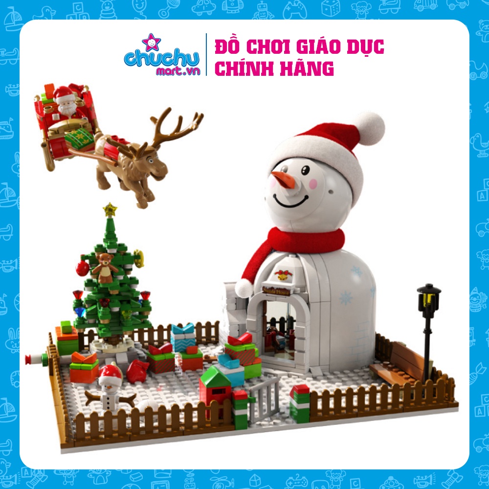 Đồ chơi lắp ghép Lego Mô hình khu vườn giáng sinh cùng ông già tuyết có đèn 573 chi tiết