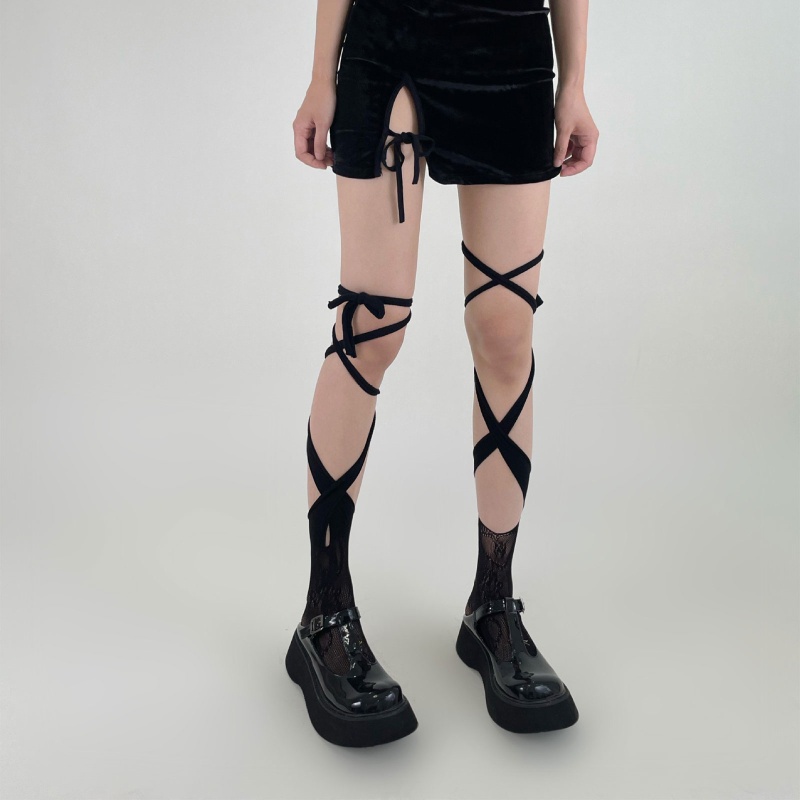 Vớ Lưới Phối Ren Thoáng Khí Thiết Kế Không Đồng Đều Phong Cách Lolita