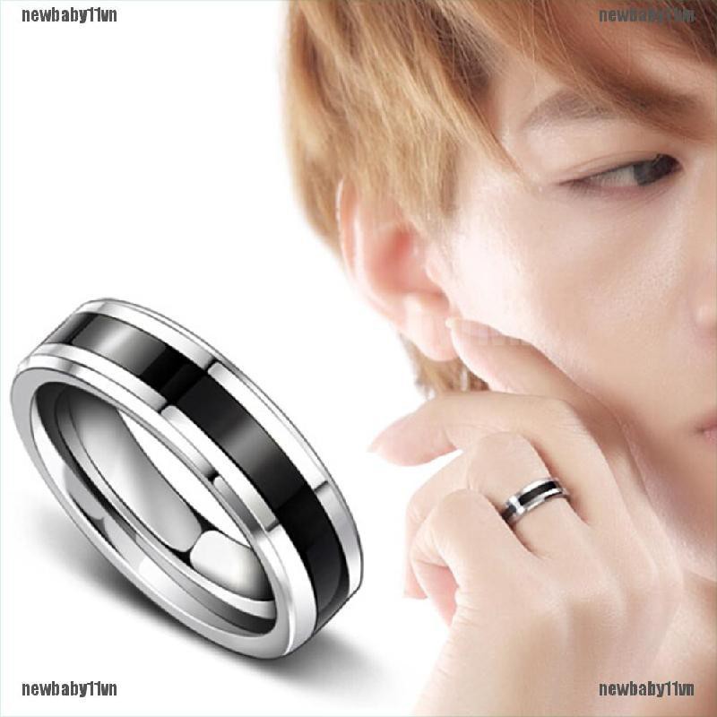 Nhẫn Thép Titan Không Gỉ Màu Đen Thời Trang Size 16-22