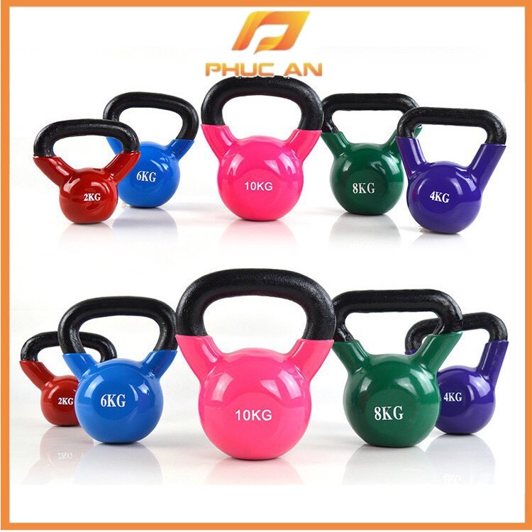 Tạ Bình Vôi,Tạ Ấm,Tạ Quai Xách Bọc Cao Su Cao Cấp Tập Gym 10 kg (KETTLEBELL) giao màu ngẫu nhiên