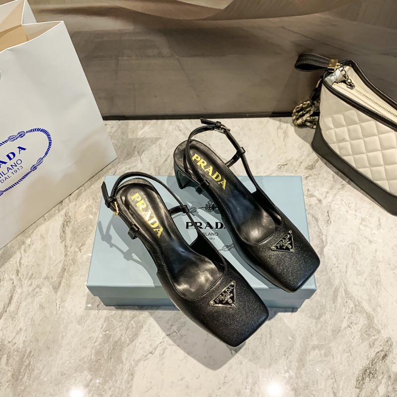 Giày Cao Gót Prada Chất Liệu Da Cừu Thoáng Khí Thời Trang Mùa Hè Cho Nữ