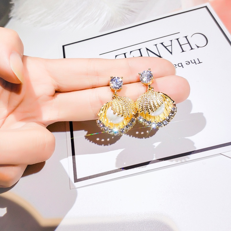 [Jiudolan] Khuyên Tai Đính Kim Cương Ngọc Trai Thanh Lịch Thời Trang Hàn Quốc Cho Nữ