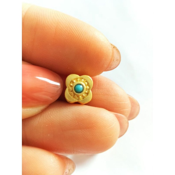 Charm Nepal hình bông hoa 4 cánh đẹp may mắn tài lộc mic vòng, hạt trầm