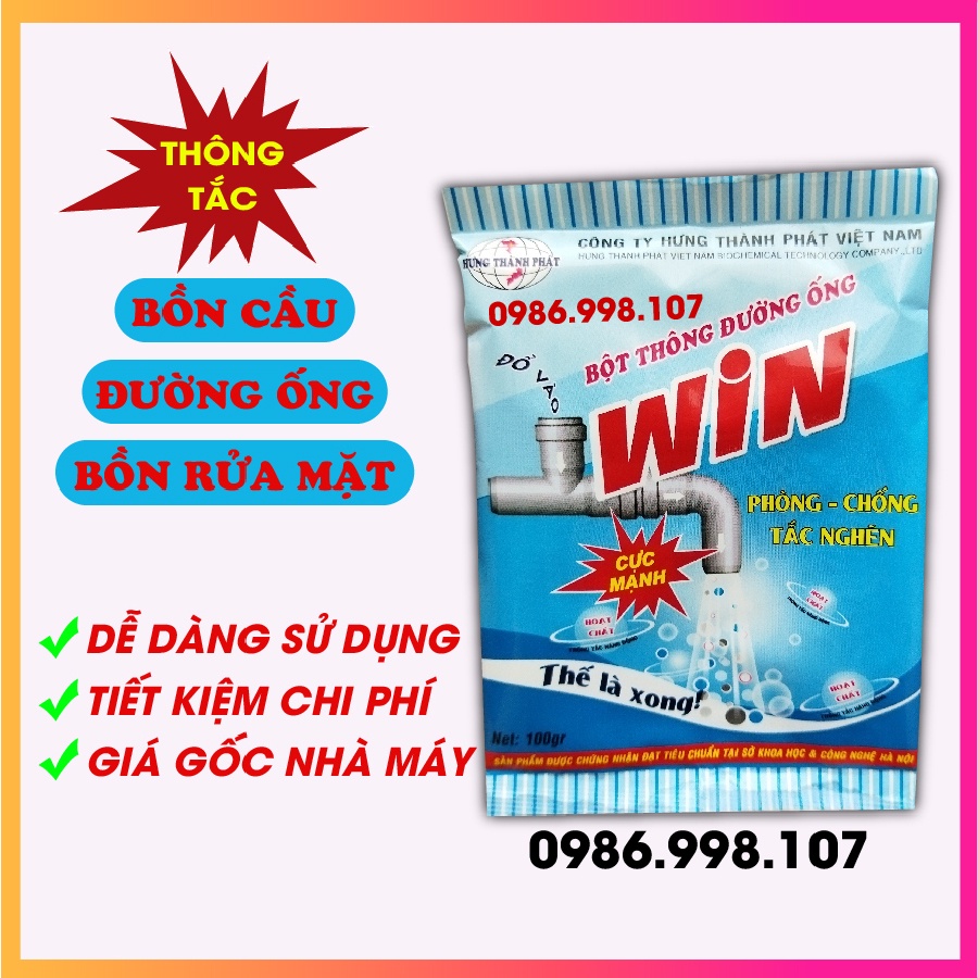 Bột Thông Tắc Cống Cực Mạnh WIN, Thông Tắc Bồn Cầu, Đường Ống, Bồn Rửa Mặt, Giá Gốc Nhà Máy