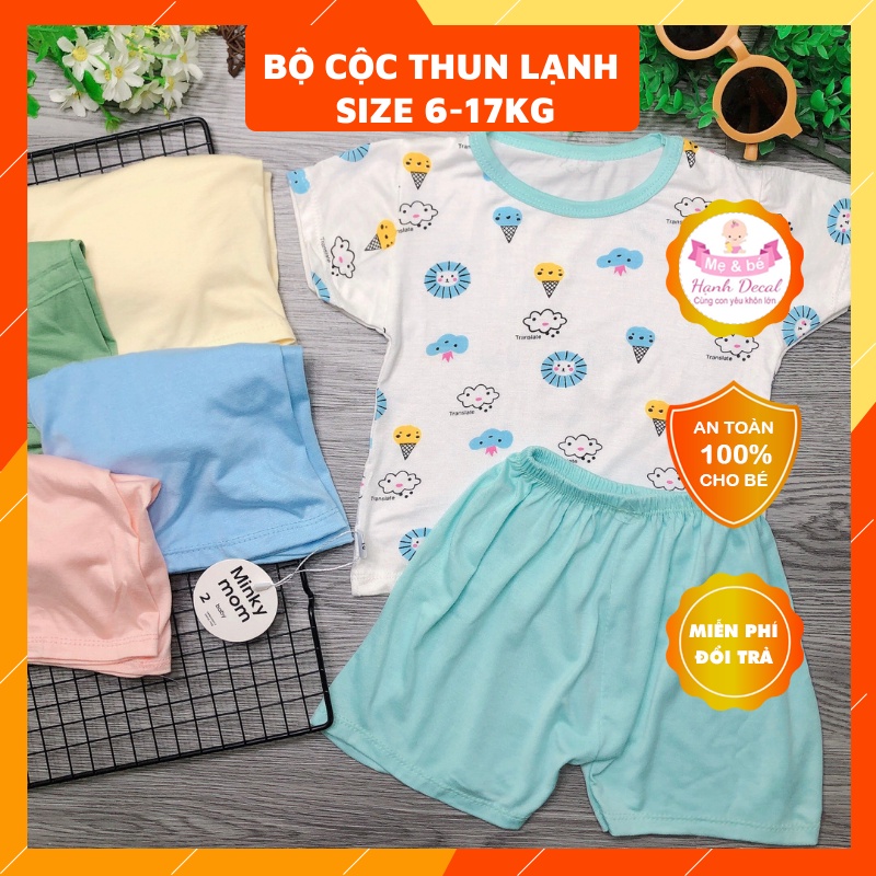 Đồ Bộ Cộc Tay Thun Lạnh MInly Họa Tiết Nền Trắng Cho Bé Trai/ Bé Gái 6-16kg