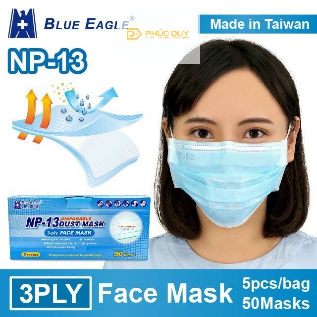 KHẨU TRANG BLUE EAGLE CHỐNG BỤI &amp; VI KHUẨN 3 LỚP NP13  (5 CÁI /1 TÚI )