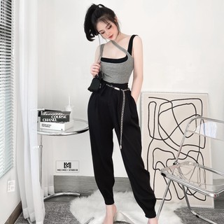 Quần nữ, túi hộp kèm belt xích sịn sò, chất co giãn, mặc siêu mát | MeiMei Studio