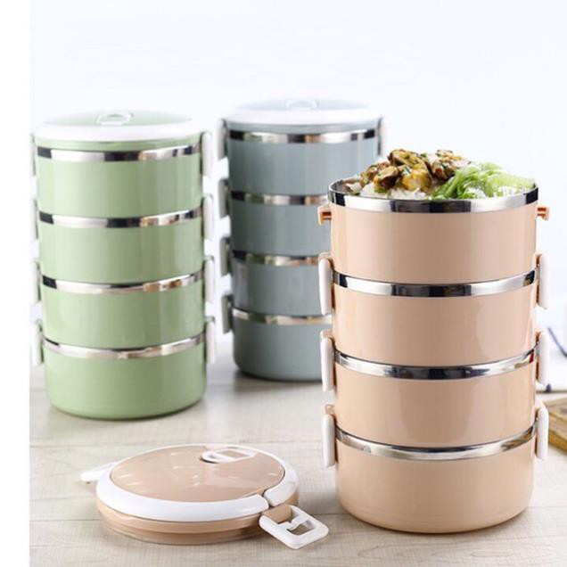 Cặp lồng cơm Lúa mạch 4 tầng INOX 4 TẦNG [ đựng cơm canh ...]