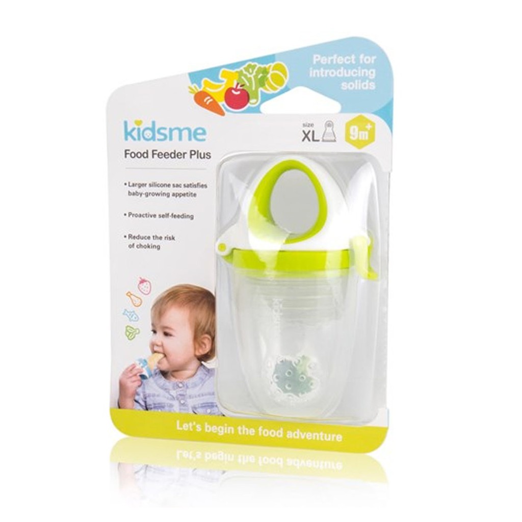 [Ăn Dặm Chủ Động] Bộ Túi Nhai Plus và Bình Bóp Plus Ăn Dặm Silicone Chống Hóc Kidsme Cho Bé 4M+ Anh Quốc Kèm Dây Đeo