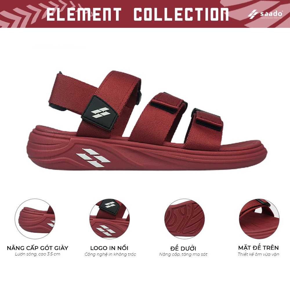 [CHÍNH HÃNG] SANDAL SAADO | EM02 – Fire  – Màu Đỏ Đô | Giày Sandal Nữ Thương Hiệu Mỹ Cao Cấp