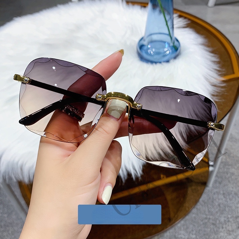 Kính Mát Gọng Vuông Không Viền Chống Tia UV400 Thời Trang Cho Nữ