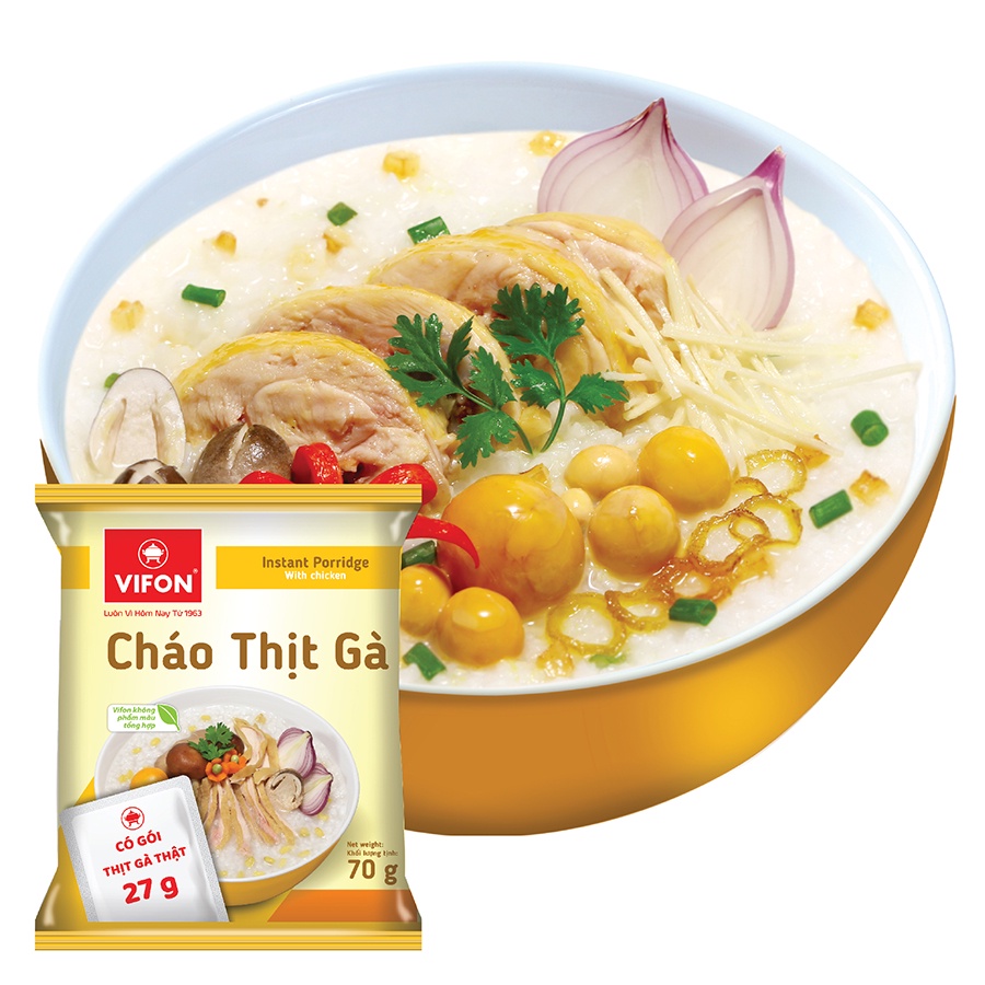 Cháo thịt gà/ thịt bằm Vifon gói 70g , Cháo gấu đỏ gói 50g