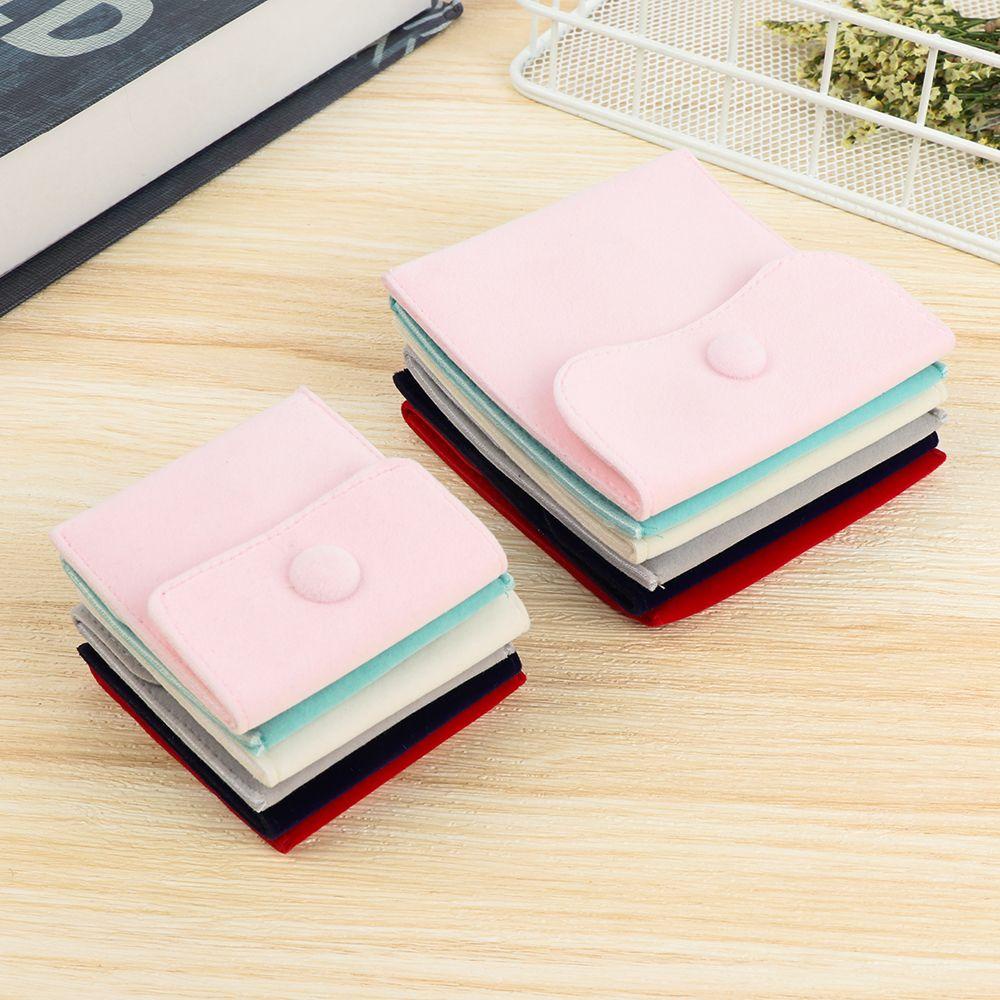 EUTUS Túi Nhung Đựng Trang Sức Màu Tối Phối Khóa Cài Xinh Xắn