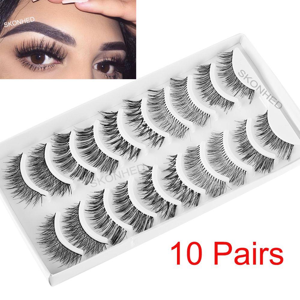 CACTU Set 10 Cặp Lông Mi Giả SKONHED Trang Điểm Chuyên Nghiệp