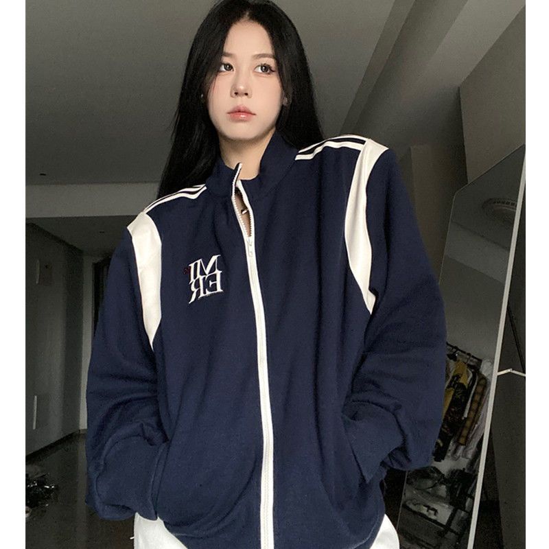 Áo Khoác Bóng Chày Bằng Da Hai Dây Khóa Kéo Phong Cách Hàn Quốc Thời Trang Mùa Thu 2022