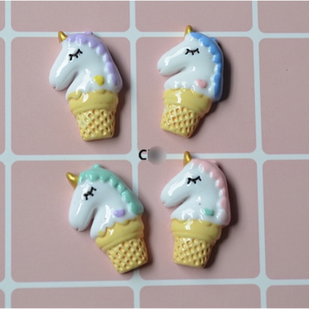 Charm Kỳ lân Kì lân Unicorn 12 Mẫu Nguyên liệu Trang trí Slime Làm Ốp điện thoại Kẹp tóc