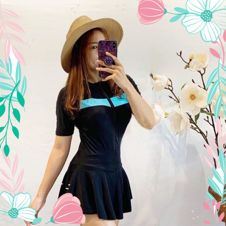 Bikini Áo Tắm Đồ Bơi 1 Mảnh Ngắn Tay Thời Trang Mùa Hè