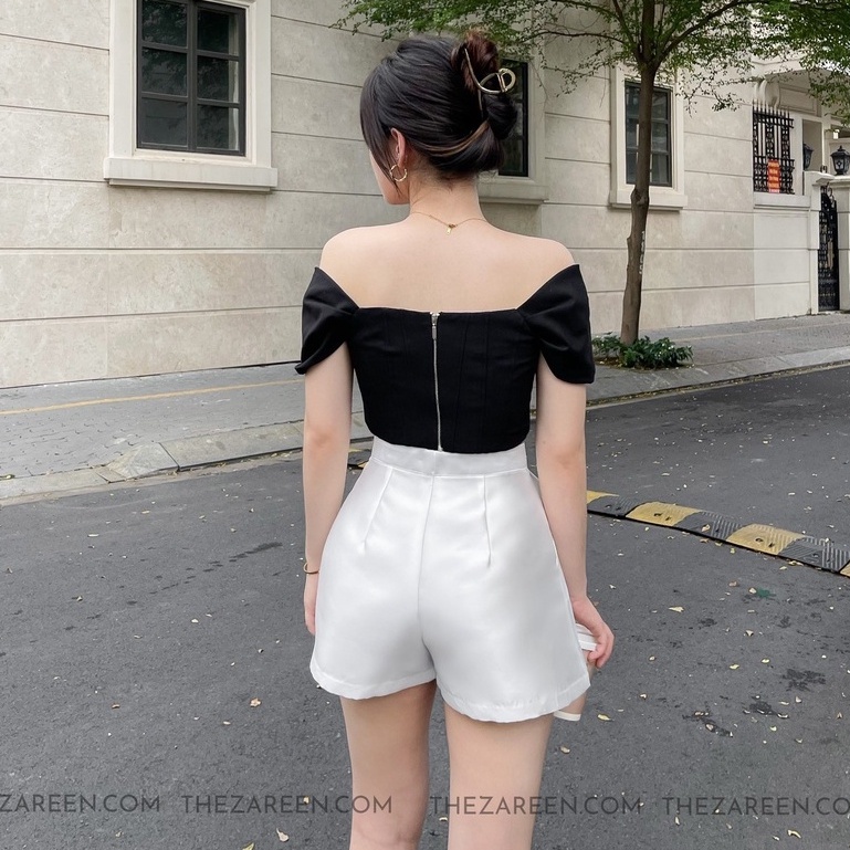 ZAREEN | QUẦN SHORT TAFTA ỐNG RỘNG ZAREEN SHO42 TRẮNG