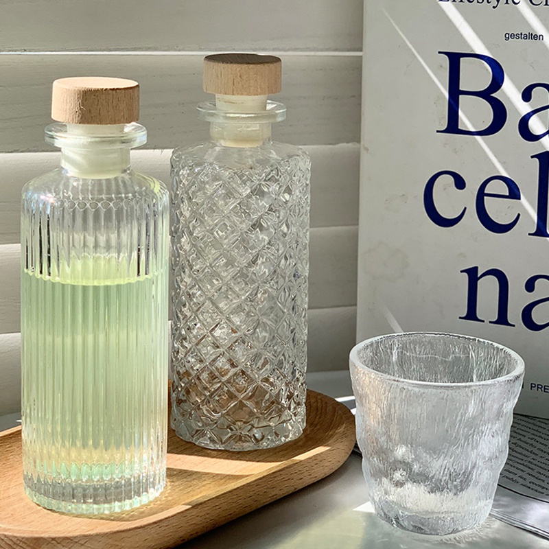 Bình Thủy Tinh Đựng Nước Chịu Nhiệt Họa Tiết Vân Kim Cương Sang Trọng Dung Tích 120/150/200Ml