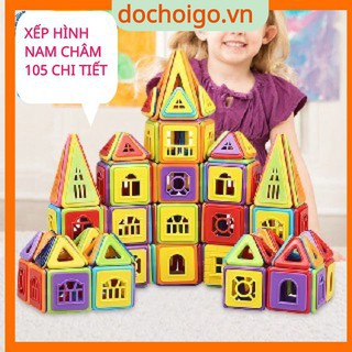 Đồ chơi xếp hình nam châm 105 chi tiết, đồ chơi phát triển trí tuệ dochoigo.vn