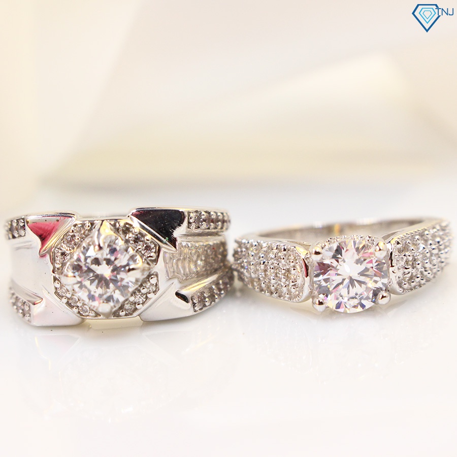 Nhẫn cặp đôi bạc bản to nam nữ đính đá khắc tên ND0267 Trang Sức TNJ